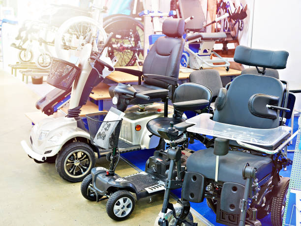 Wheelchairs with electric motor on exhibition store